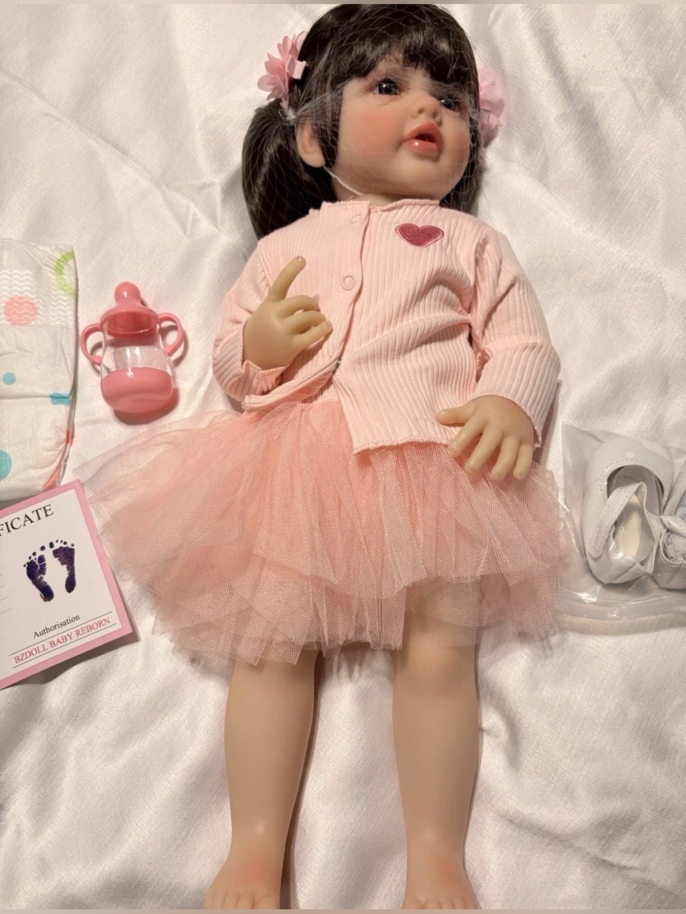 Reborn Beautiful Toddler 22” Girl Long  Brown Hair